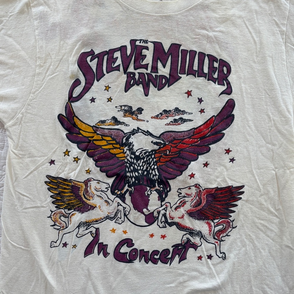 Steve Miller Band 1993 Tour Tee.  Retro classic rock band - cream color.